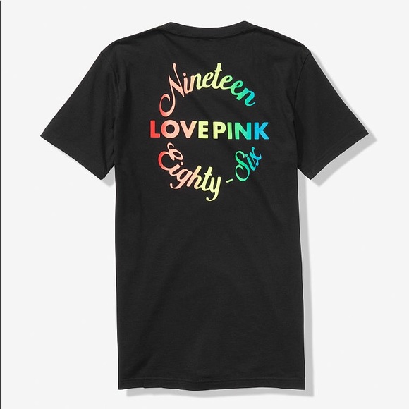 PINK Victoria's Secret Tops - ❗️1 LEFT💕VS PINK BLACK RAINBOW LOGO CAMPUS TEE